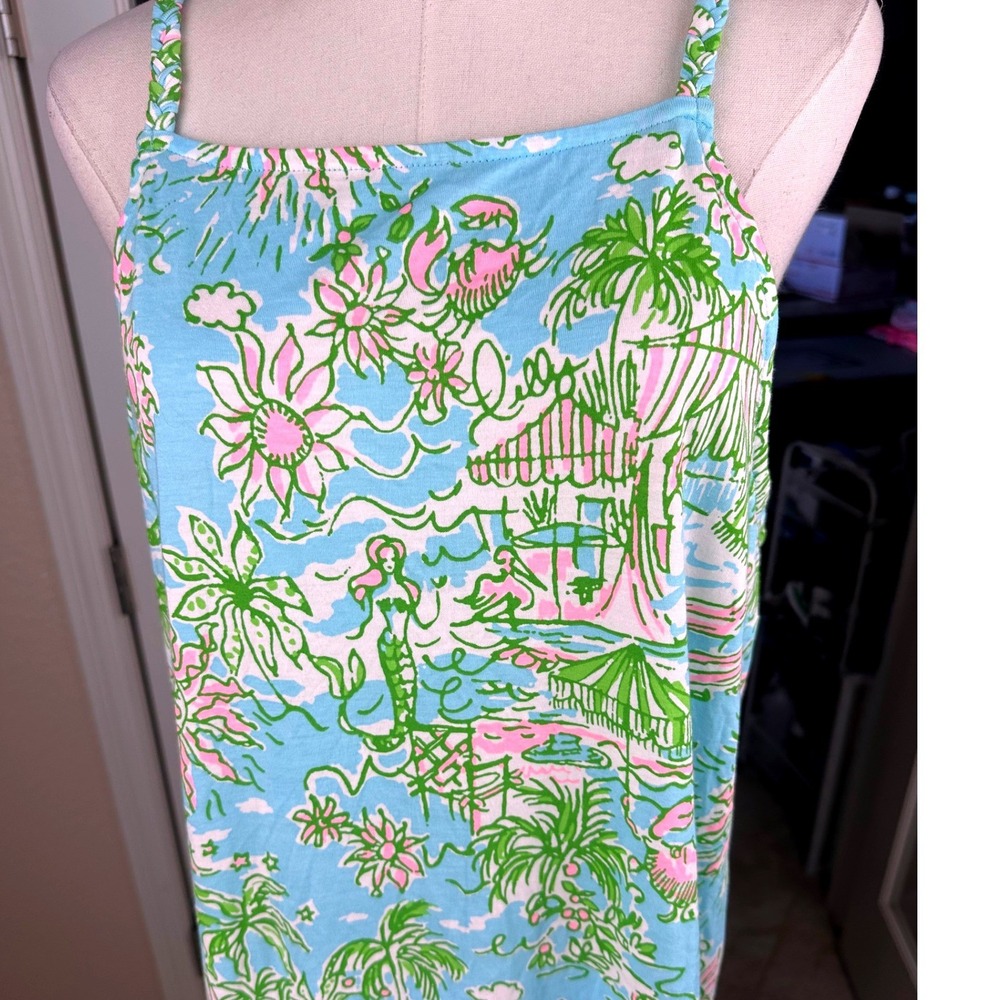 Lilly Pulitzer NWOT Mermaid Cove Maxi Dress SZXL Blue Green Cotton Linen blend - Picture 9 of 15